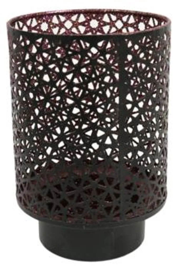 Lanterne Casablanca noire et violette 20 cm - Lot de 4 photophores chic