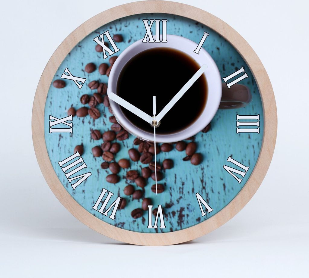 Holzuhr 30fi cm wanduhr - weiße Spitzen - schwarzer Kaffee