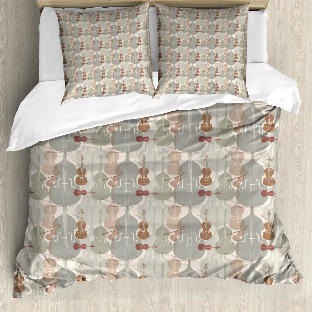 Housse de couette 155x220 cm contre les acariens motif Musique Vert