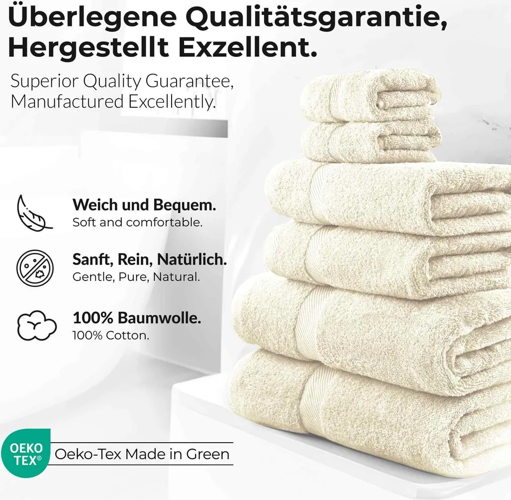 Set 12 Asciugamani Bianchi 100% Cotone 60x100 Cm | 450 G/m², Alta Assorbenza Con Bordo A 3 Righe - Lavabili A 60°C - 4