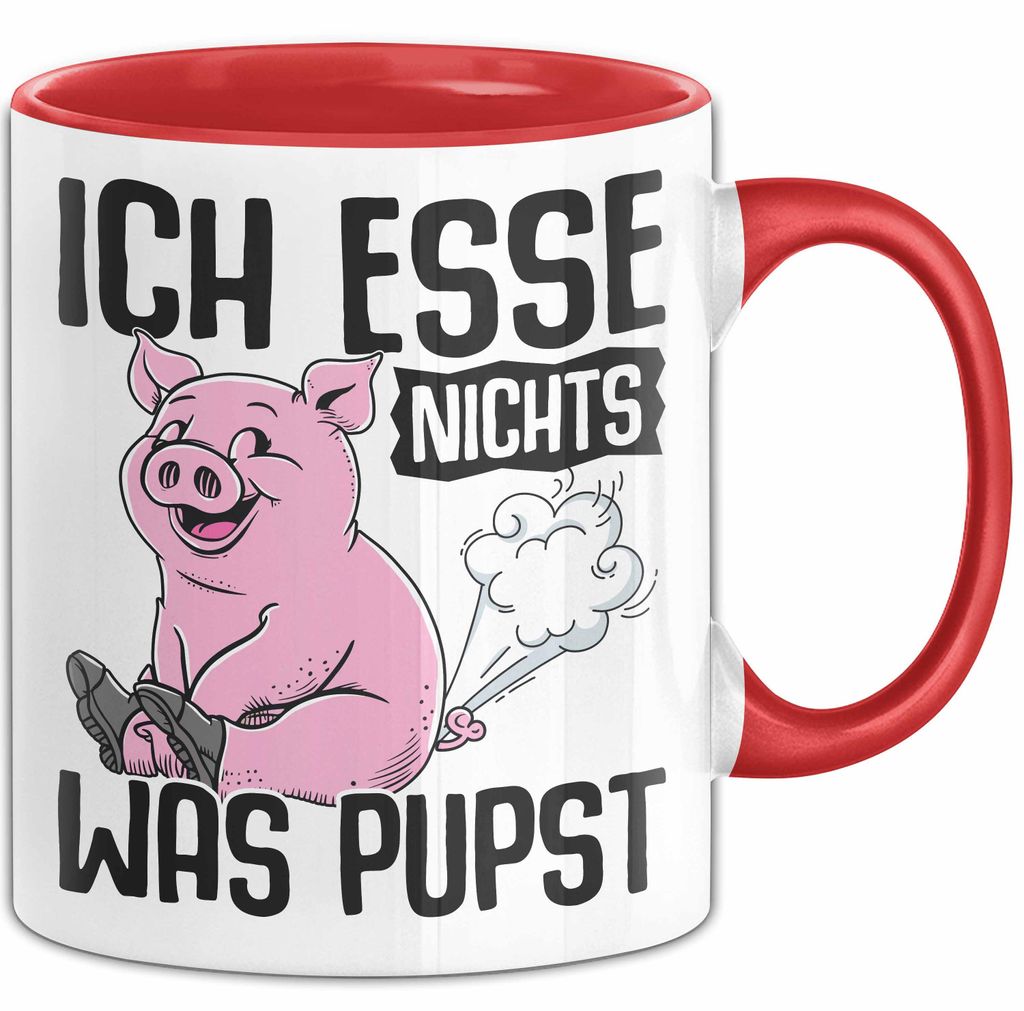 Veganer Tasse Geschenk Vegetarier Geschenkidee Ich Esse Nichts Was Pupst (Rot)