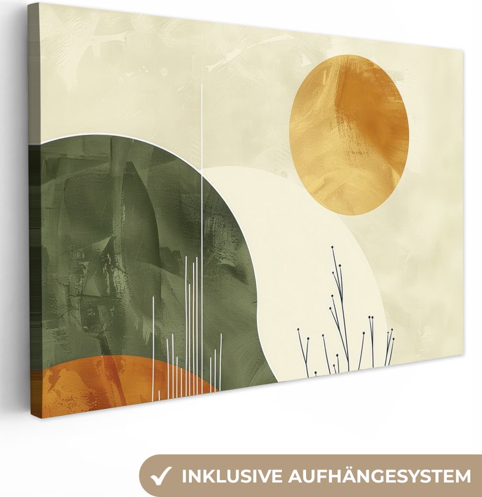 MuchoWow - Leinwandbilder - Abstrakt - Landschaft - Sonne - Kunst, Wandbild, Wanddeko Bilder Wohnzimmer, 60x40 cm