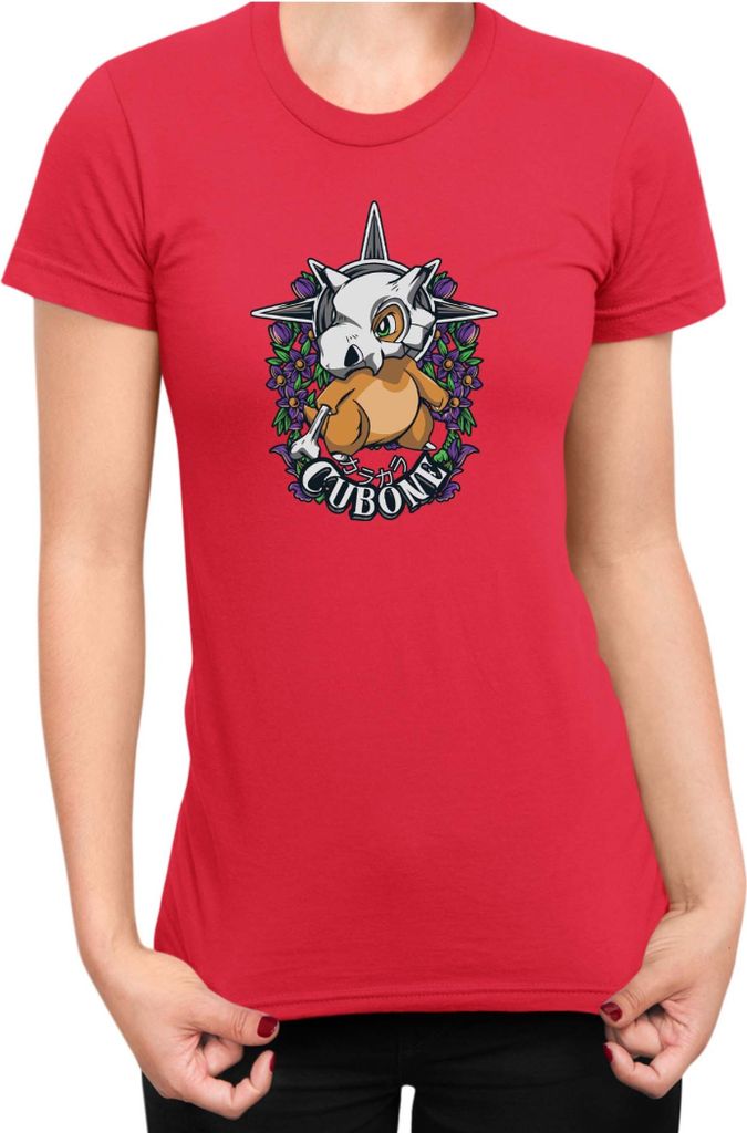 Damen T-Shirt Japan Anime Manga Pokemon Cubone, Lady XS / Rot