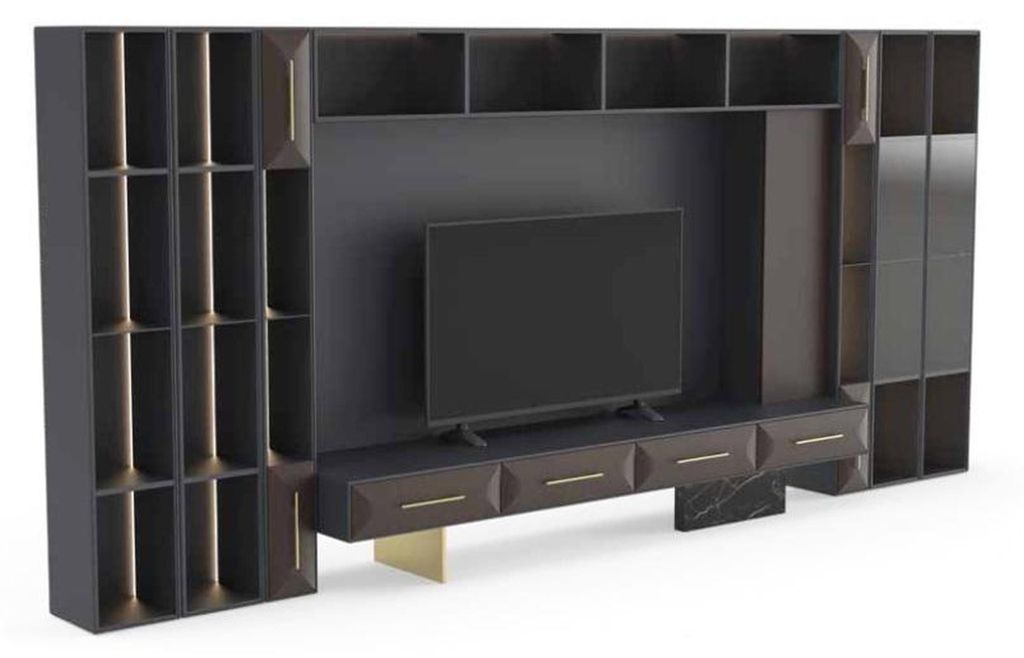 Wohnwand Wohnzimmer Möbel Holz TV Ständer Moderne Design neu