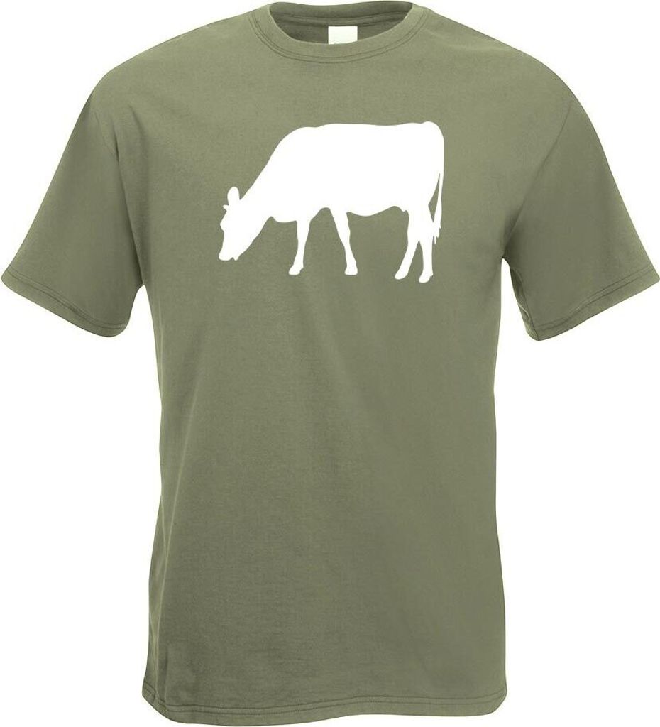Kiwistar - T-Shirt - Olive - Kuh - Rind - Bauernhof Herren Funshirt Bedruckt Design Sprüche Spruch Motive - mit Motiv Bedruckt - Funshirt Design -...