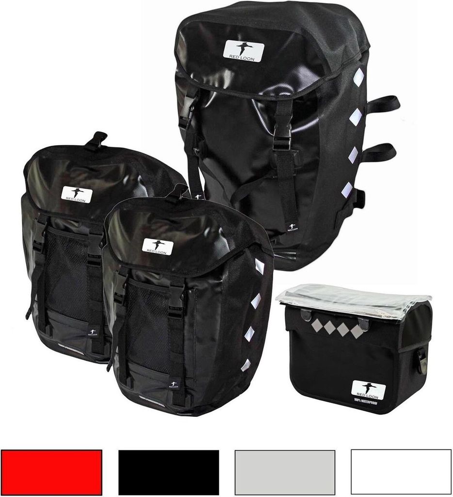 Red Loon Pro 3fach Packtasche + Lenkertasche Gepäckträgertasche Fahrradtasche, Herstellernummer:VDP64135_4, Farbe:rot