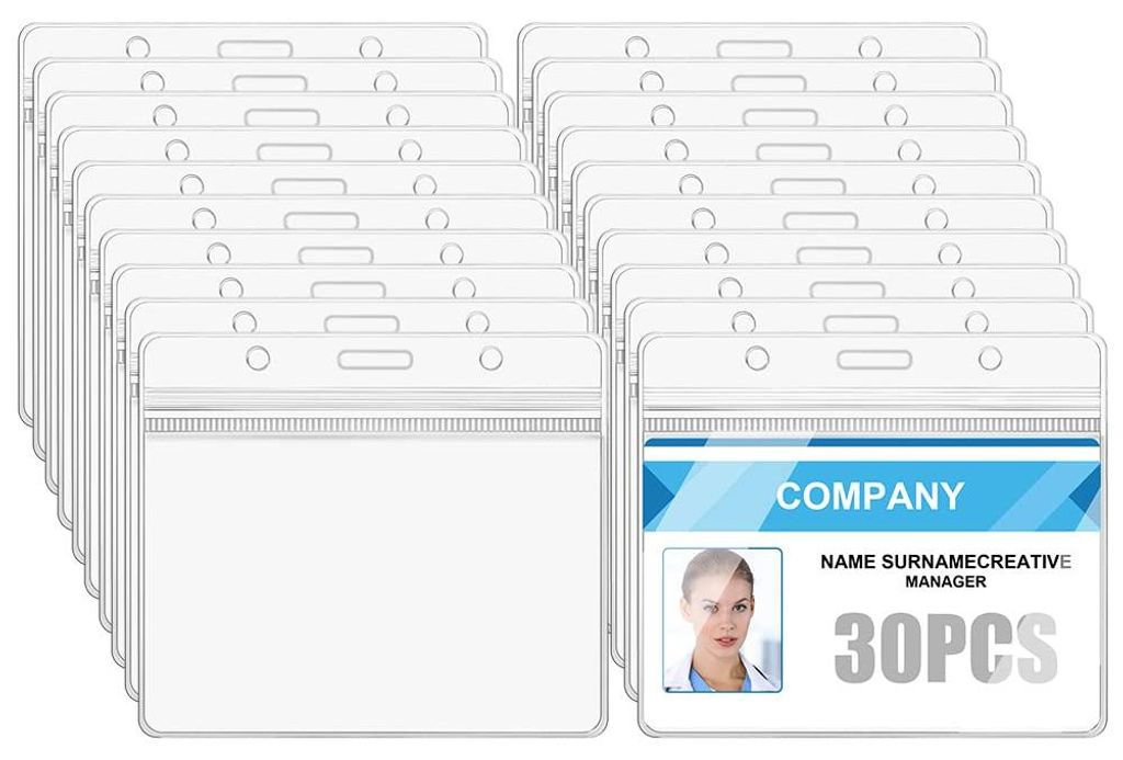 Ausweishülle, 30 Stück, transparente, horizontale Kartenhülle, Schutzhülle für Ausweise und Schulkarten