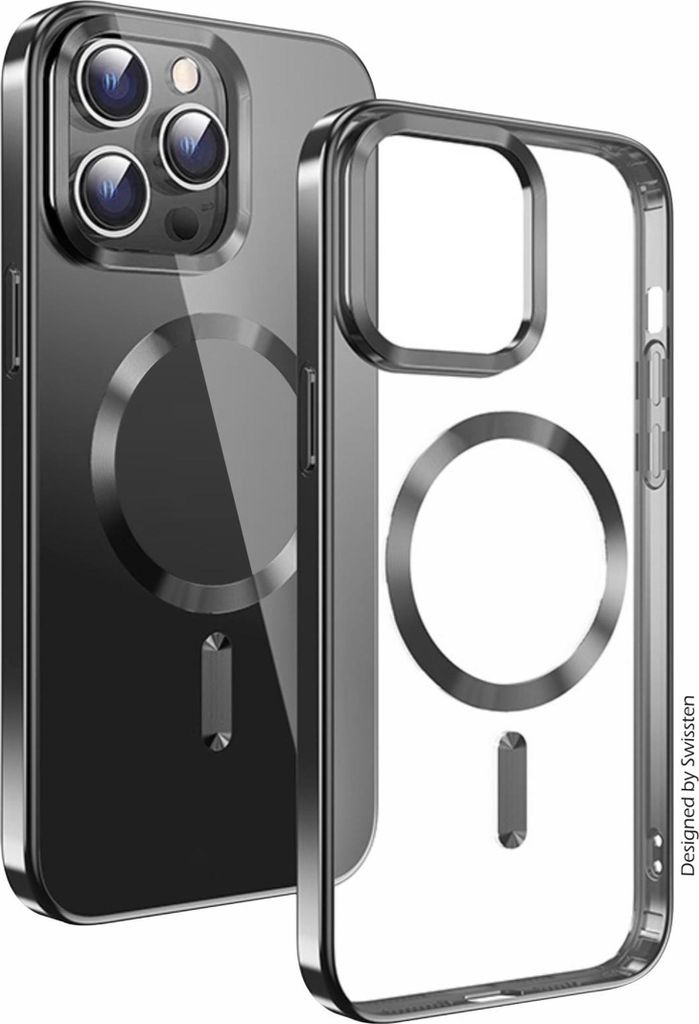 Swissten Clear Jelly MagStick Metallic pro iPhone 12 Pro Max černé