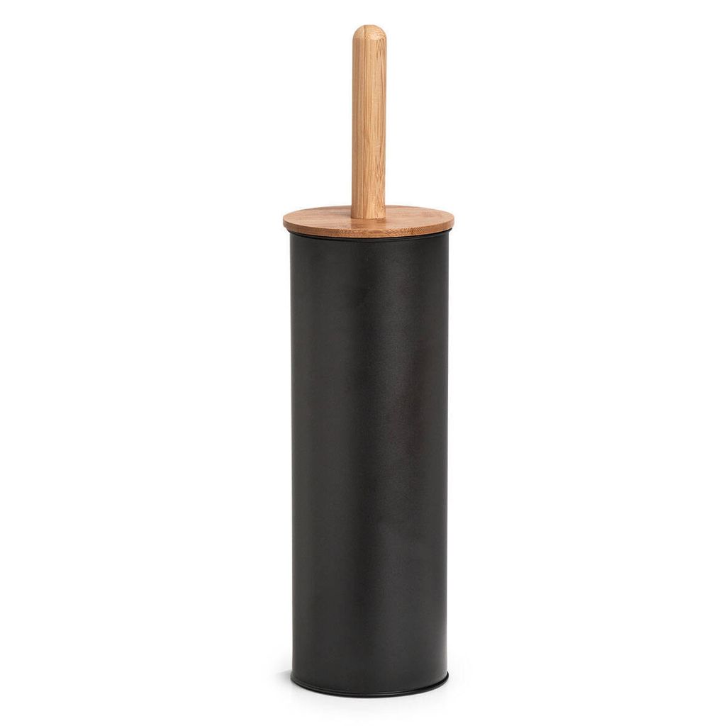 Spazzola per WC Zeller, metallo/bambù, 10x38 cm, nero Immagine del prodotto 