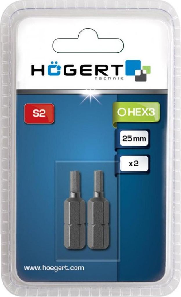 Högert Schraubendreherspitzen HEX 3, 25 mm, 2 Stk.