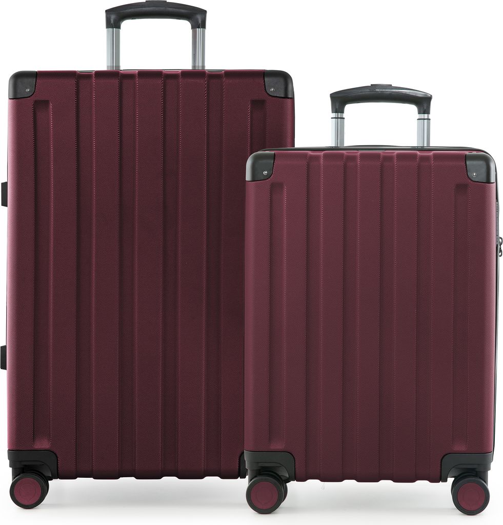 Q-Damm - 2er Koffer-Set Hartschalen-Trolleys mit Erweiterung 4 Doppelrollen, Koffer mit 4 Rollen, Bordkoffer + Check-In Gepäck, Hardshell Luggage,...