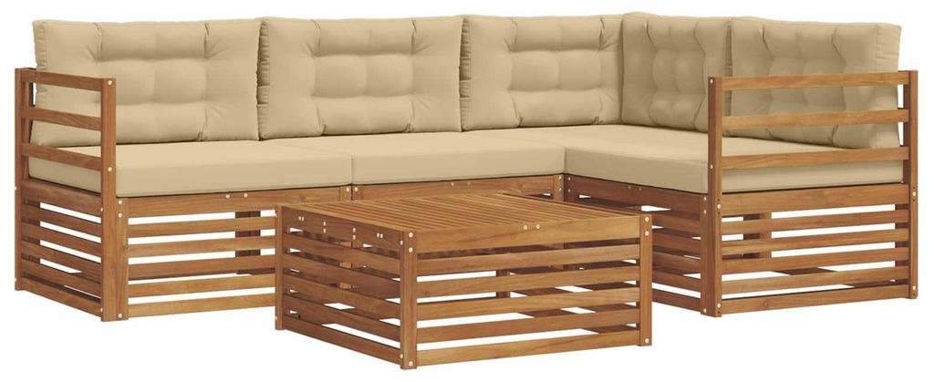 vidaXL Outdoor-Sofagarnitur mit Kissen 5 pcs Natur und Beige