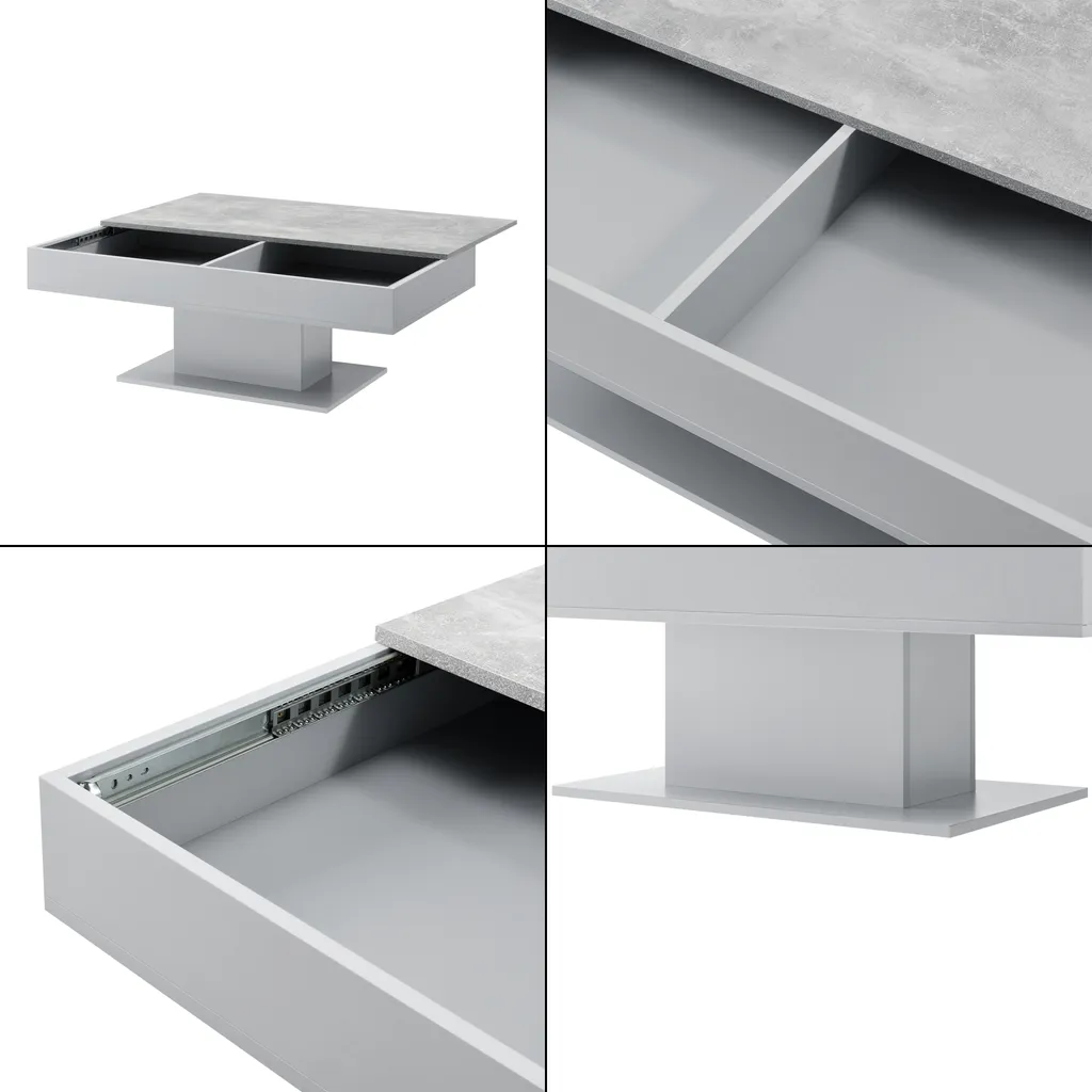 [en.casa] Table basse Lünen avec 2 compartiments de rangement - Blanc - 5
