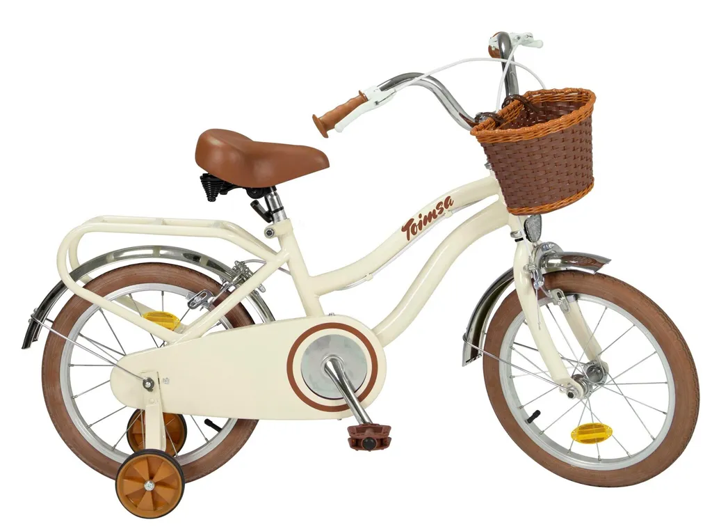 Premier vélo d'apprentissage 16 pouces beige vintage pour 4-6 ans