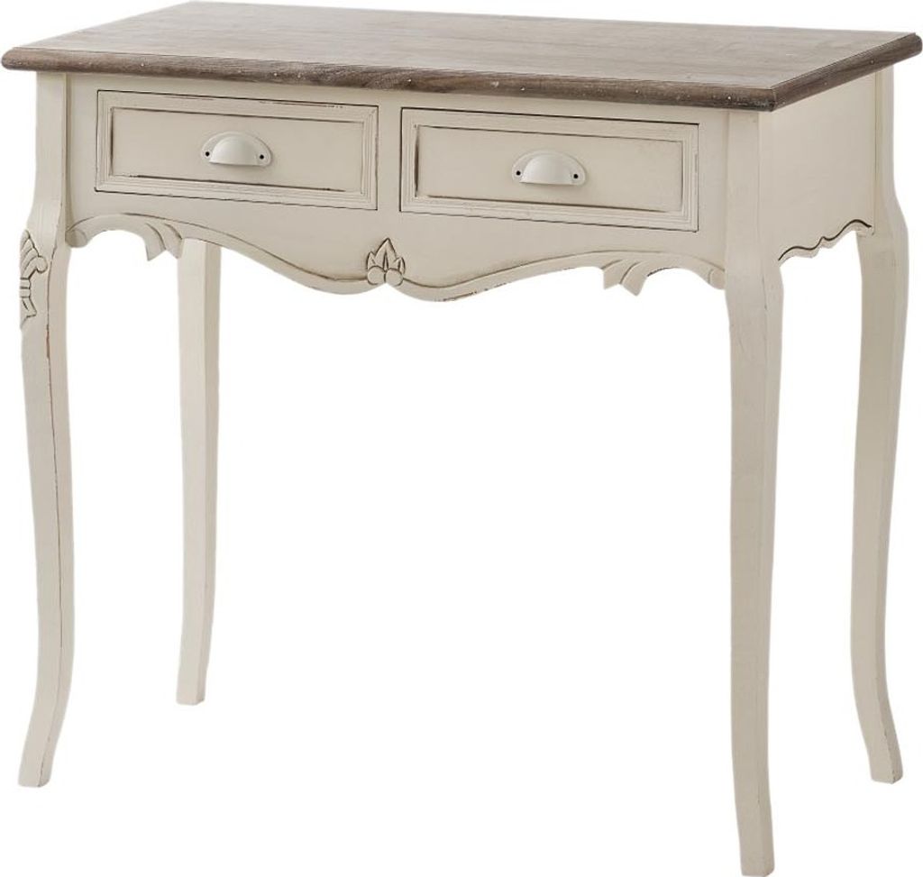 Rimini Massivholz Konsolentisch 90 x 40 cm Paulownia Creme / Hellbraun