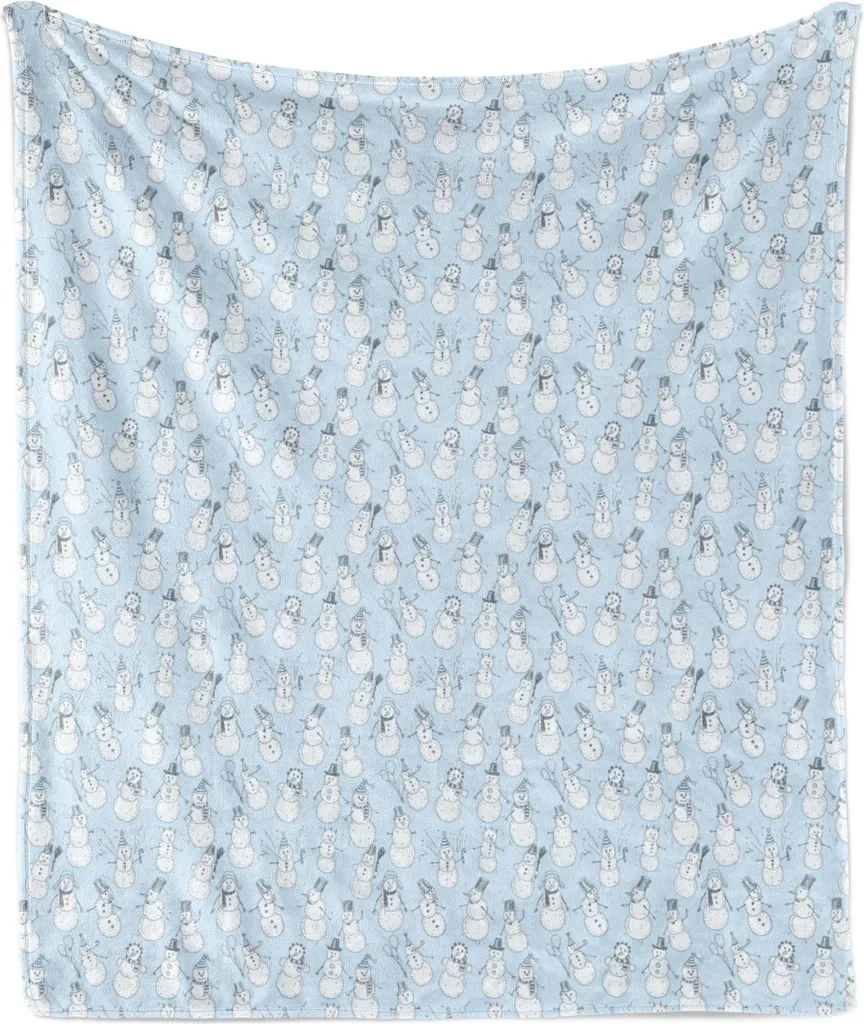 Coperta Natale ABAKUHAUS 175x230cm | Flanella e Pile Pupazzo di Neve