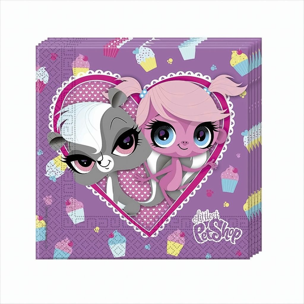 Littlest Pet Shop Muffin 2-lagige Papierservietten 33x33cm 20 Stück