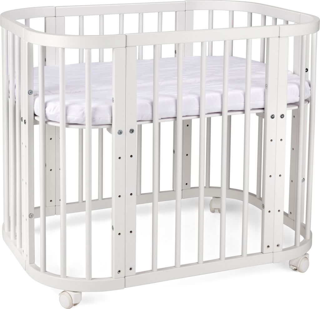 Babybett, Beistellbett aus Holz, 5in1 mit Matratze, Produktbild 