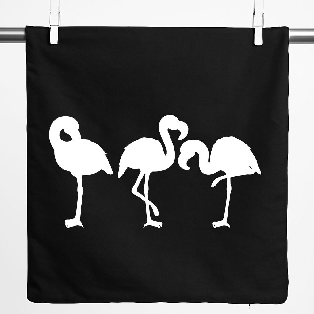 Huuraa Kissenbezug Flamingos Silhouette 40x40cm Black Baumwolle Dekokissenbezug Geschenkidee