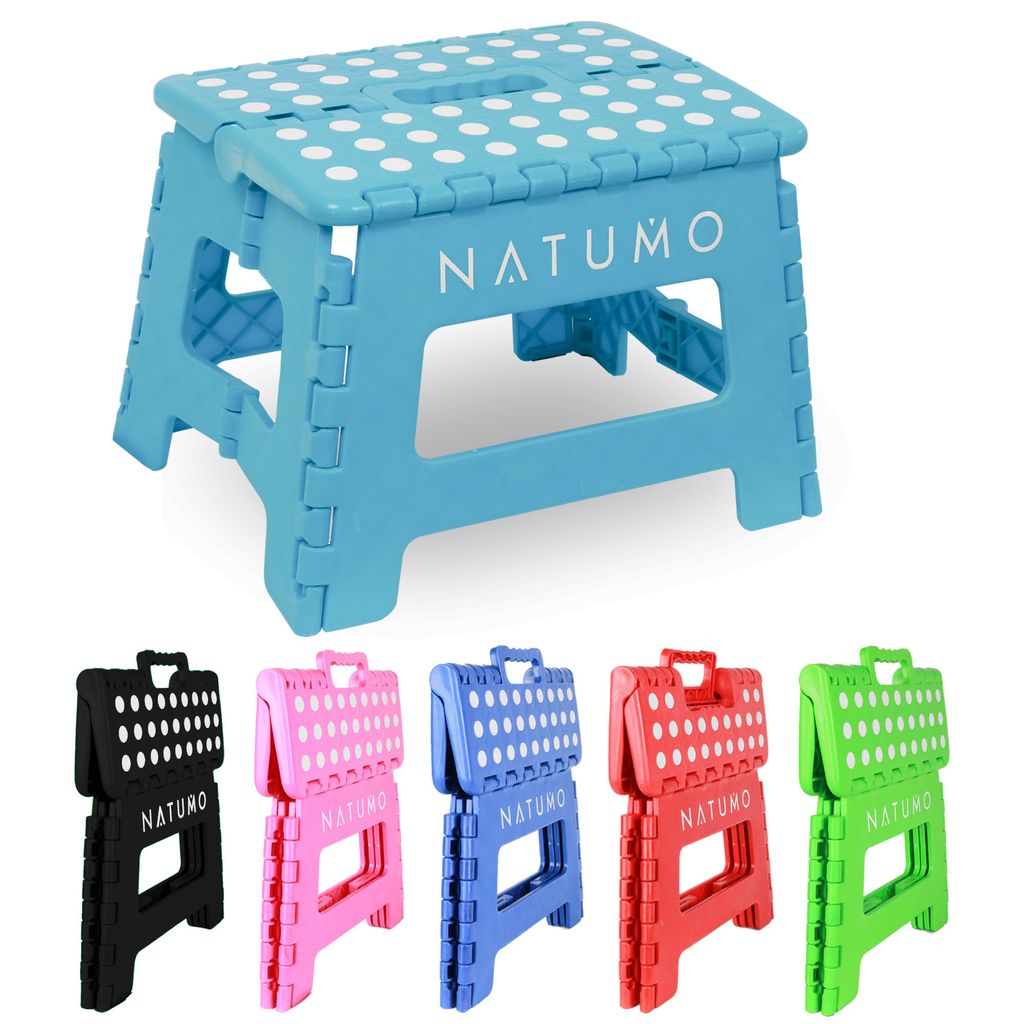 NATUMO Premium Tritthocker Klapphocker 150kg - Faltbar Küchenhocker Klapptritt Bad-Hocker Klappbar - Blau