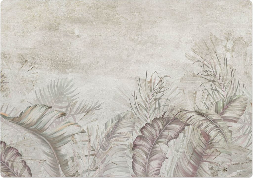 Pastell-Blätter – Bodenschutzmatte – Stuhlunterlage 100x100 cm – Rutschfest – Hartbodenmatte