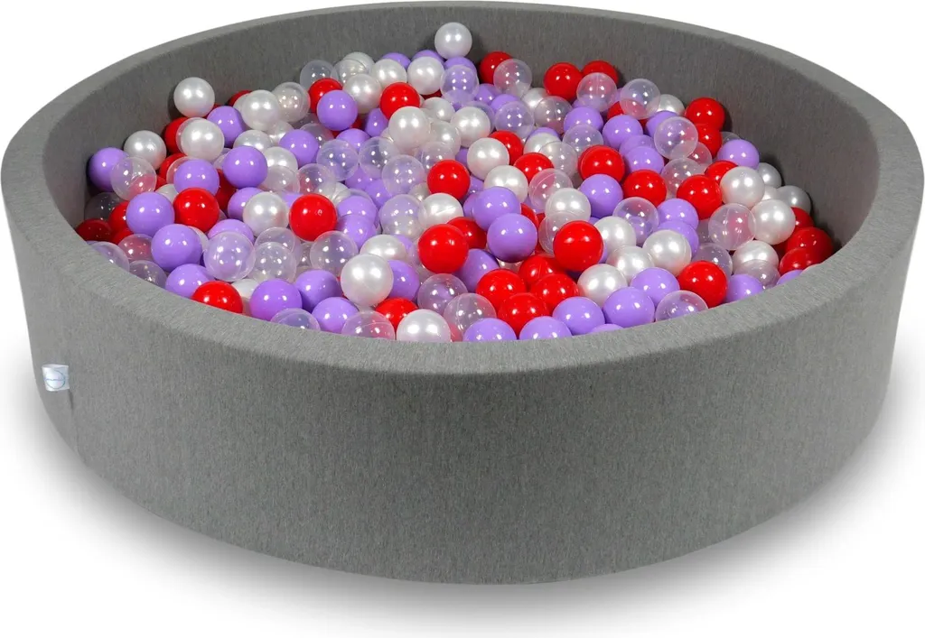 Aire de jeu bassin à balles 130cm gris avec set de 600 balles mix
