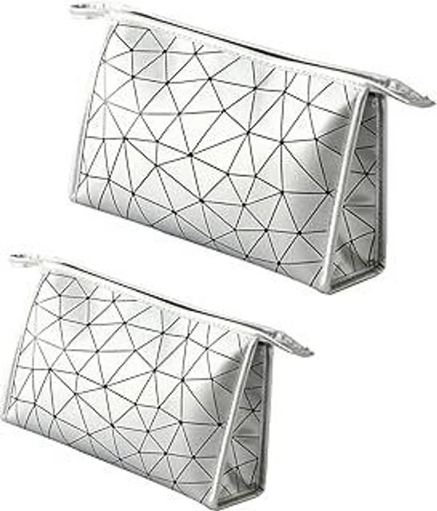 Valigetta Cosmetica Argento 2 Pz | Borsa Toilette Impermeabile Donna