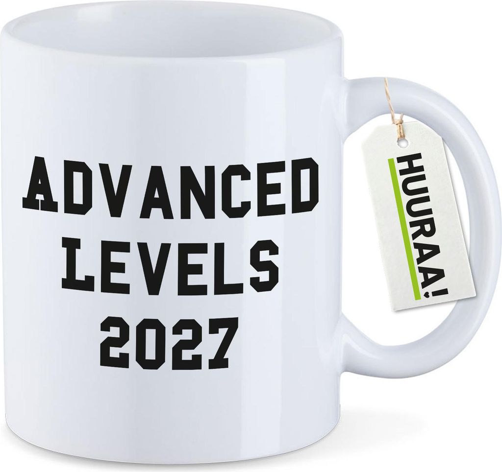 Huuraa Kaffeetasse Advanced Levels 2027 Abschluss Großbritannien 330ml Weiß Keramik Kaffeebecher Geschenkidee