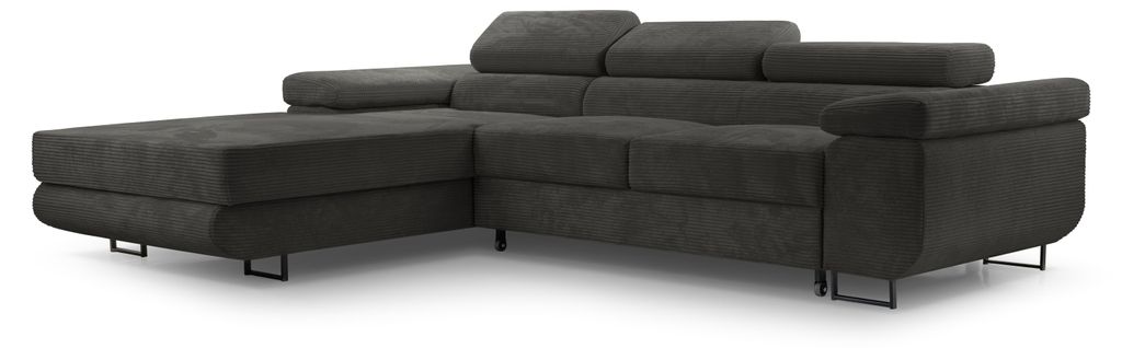 Masseno Ecksofa GIULIO mit Schlaffunktion L-Form, Sofa mit Bettkasten, Wohnzimmersofa, Couch, Soffa, Bettsofa, Couchgarnitur- Grau, POSO 34