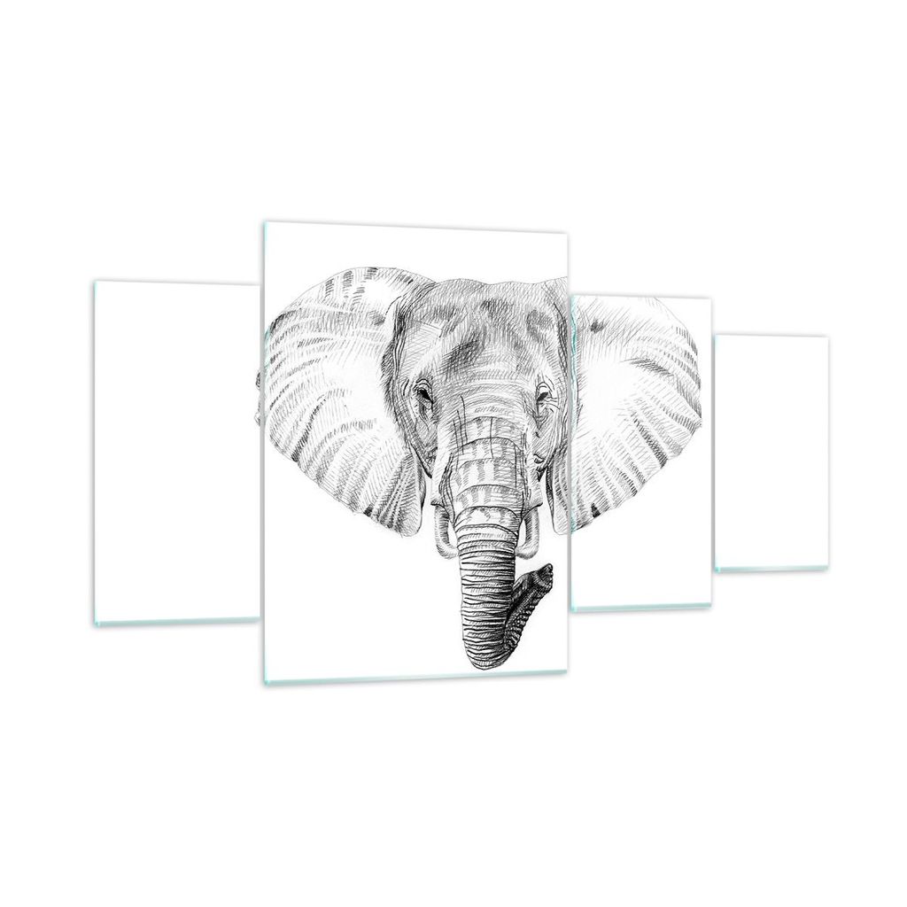Bilder auf glas - Elefant Afrika Illustration Kinder - 160x90cm - Glasbilder - Wandbilder - Kunstdruck - Wanddekoration aus Glas - Glas Bilder - Wa...