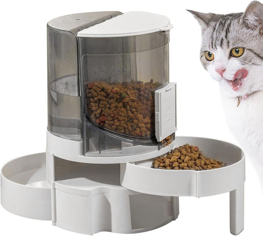 2 in 1 Automatischer Trockenfutter Spender Wasserspender & Futterspender Katze Hund