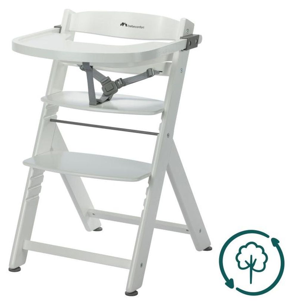 Bebeconfort Timba 2 Mitwachsender Hochstuhl, 6+ Monate, Bis 110 kg, Ergonomischer Baby & Kinderhochstuhl Holz, Sitz + Fußstütze verstellbar, White