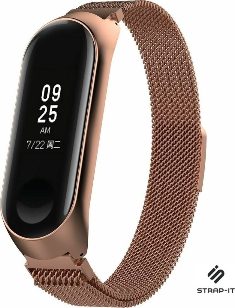 Strap-it Milanese Armband - Kompatibel mit Xiaomi Mi Band 3 & 4 Armband Ersatzarmband Edelstahl - Armband mit Magnetverschluss - Hochwertiges Mater...