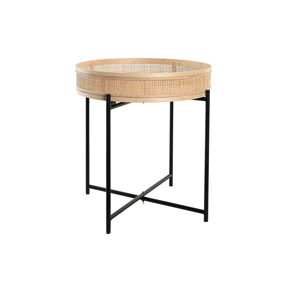 Grand pot de fleurs scandinave en rotin naturel et pieds métal noir