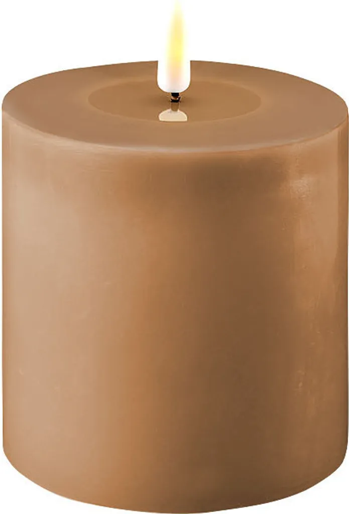Candela LED Professionale 10x10cm Marrone | Sicura e Senza Fiamma