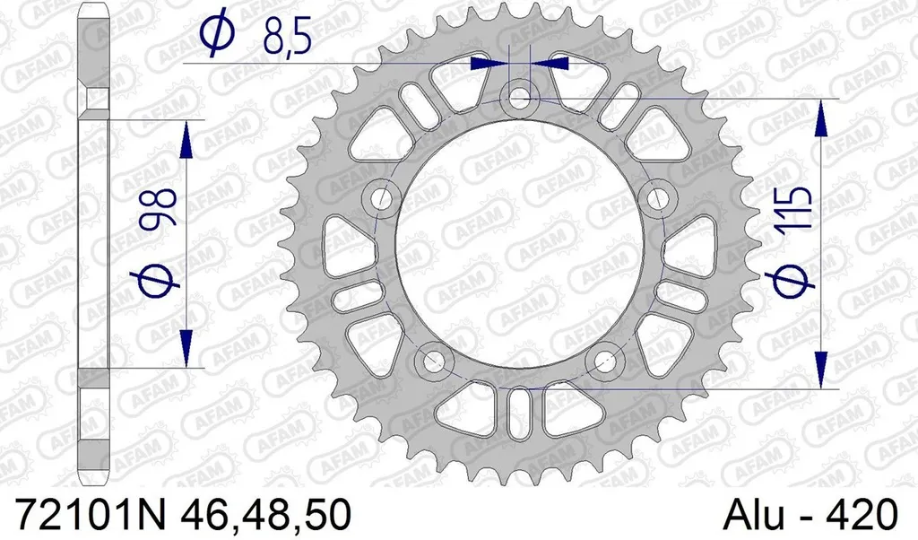 Couronne AFAM 420 46 Dents Argent : Solution contre l'Usure Transmission