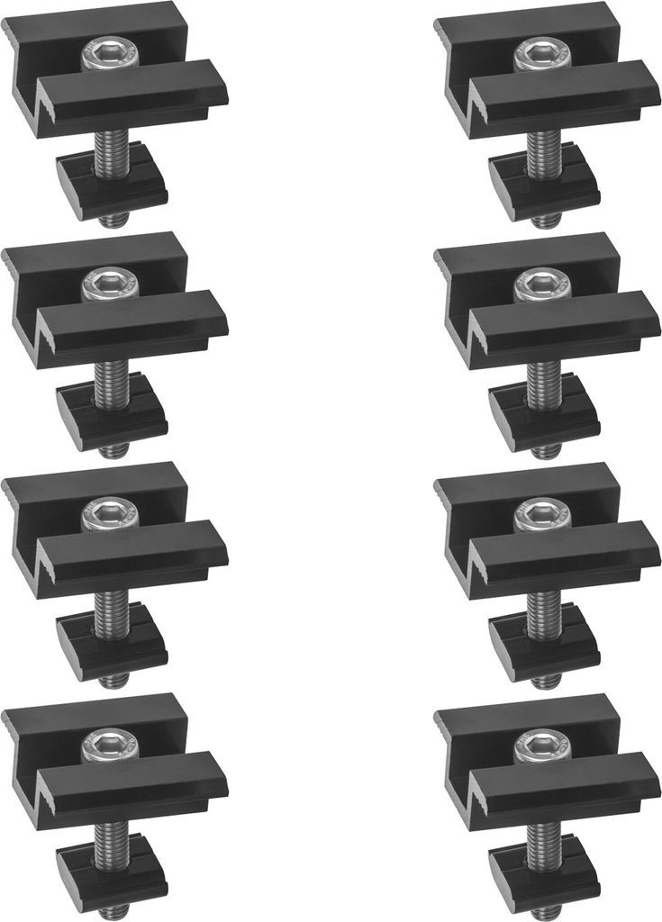 8er Set Solar Photovoltaik ALU Mittelklemme schwarz 30mm Produktbild 