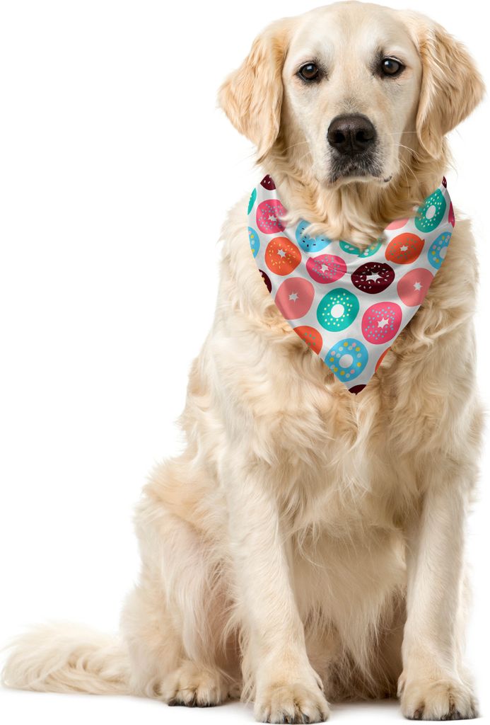 ABAKUHAUS Kreise Haustier Bandana, Donut Macaron Dessert, 40x40 cm, Mehrfarbig