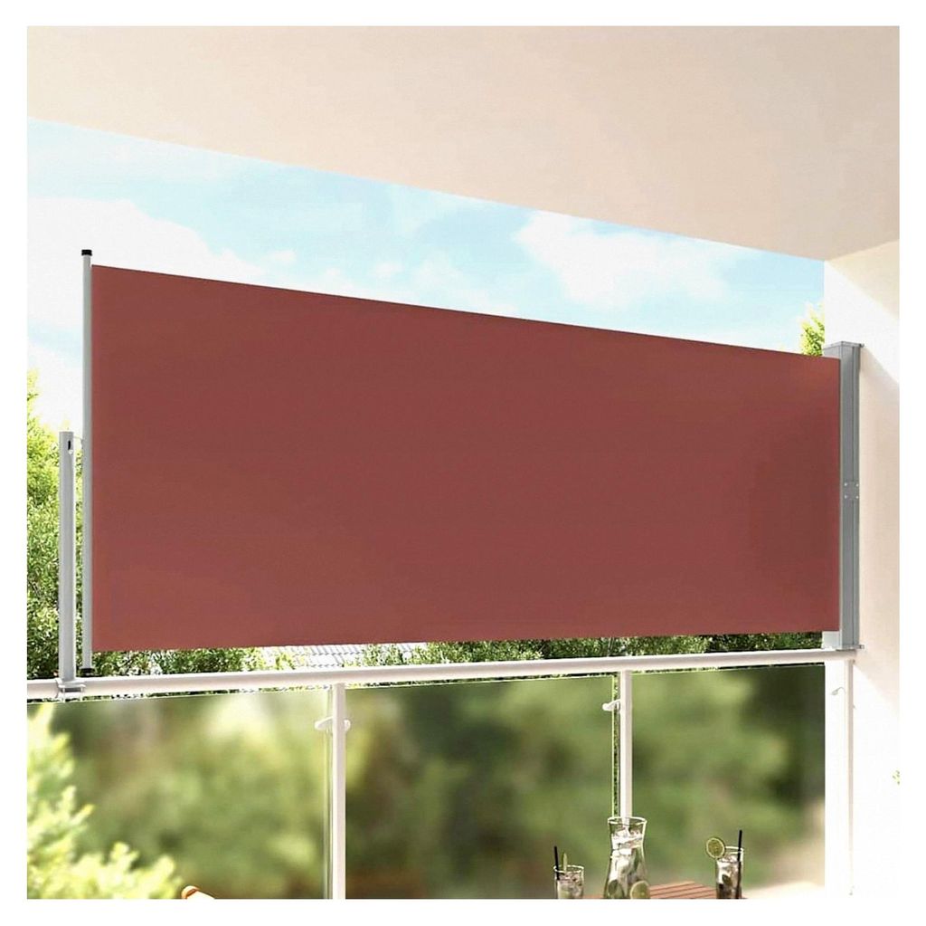 Terrassenmarkise mit automatischer Rückrollfunktion | UV- und reißfest | 140 x 0-300 cm | Braun & Grau | Markisen und Sonnenschutz für Balkon, T...