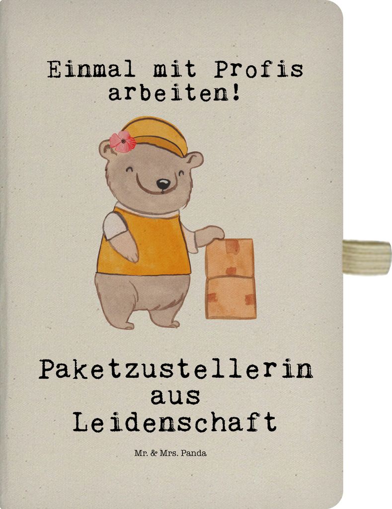 Mr. & Mrs. Panda Tagebuch Paketzustellerin Leidenschaft - Transparent - Geschenk, notizbuch, A5, Witzig, Kladde, Adressbuch, Journal, Paketbotin, L...