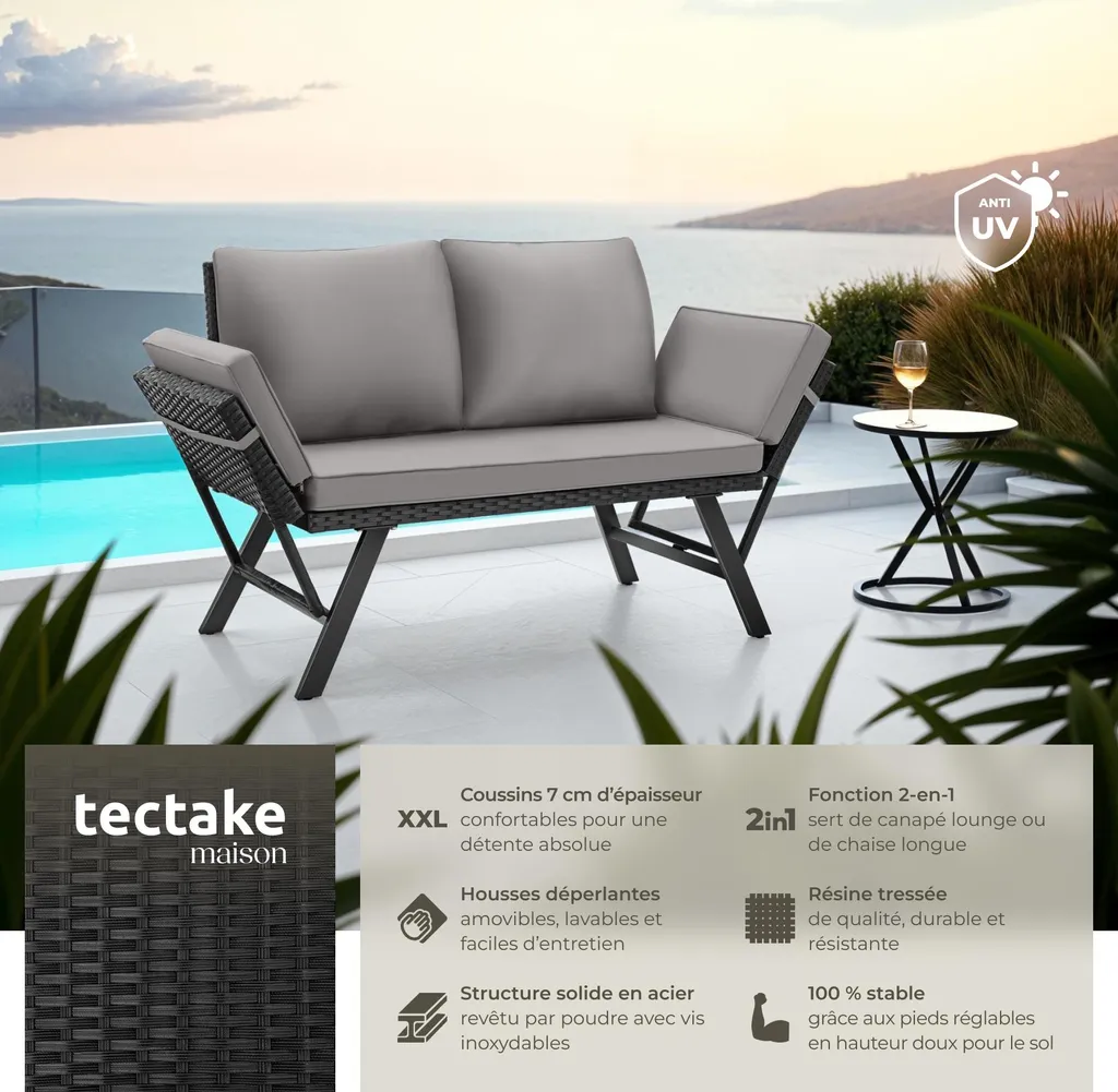 Canapé d'extérieur SINTRA idéal pour petit balcon ou terrasse chic
