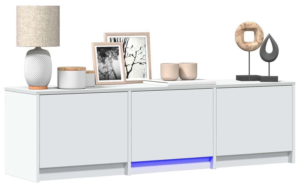 Möbel TV-Schränke - Weiß - CLORIS Fernsehschrank mit LED Weiß 140x34x40 cm Holzwerkstoff,27.2 Kg - 439104
