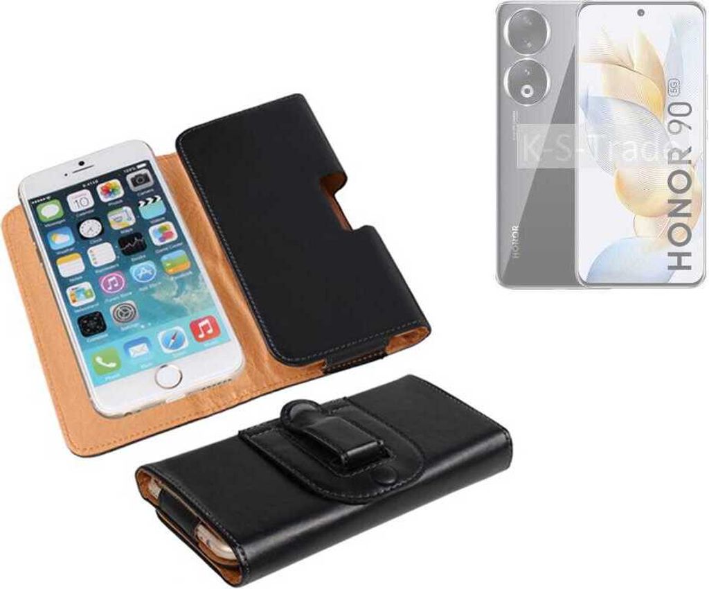 K-S-Trade Schützhülle Handyhülle kompatibel mit Honor 90 Holster Gürtel Tasche Schutzhülle Handy-Tasche Smartphone Case Seitentasche schwarz 1x