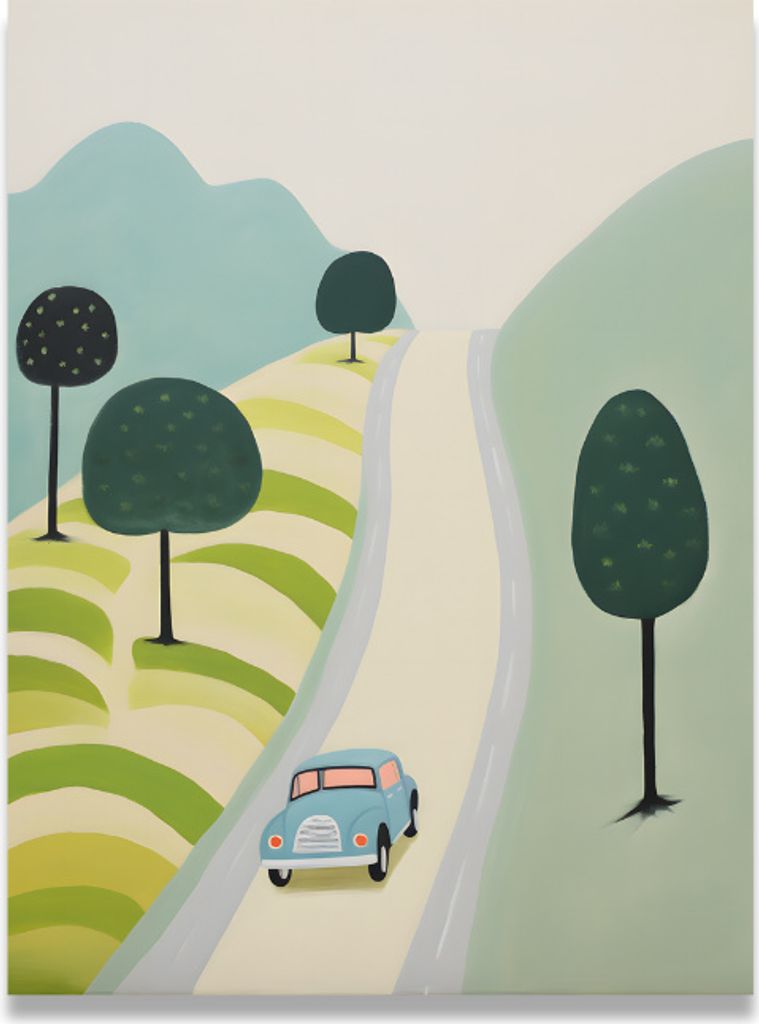 Bild auf Leinwand für das Kinderzimmer FAHRT DURCH DIE LANDSCHAFT - 50x50 cm