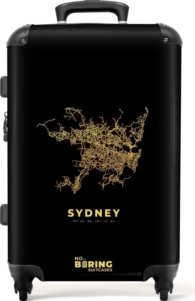 NoBoringSuitcases.com Großer Koffer - Karte - Gold - Stadtplan - Sydney - Australien - Kombinationsschloss TSA - Hartschalen Trolley 4 Rollen - ...