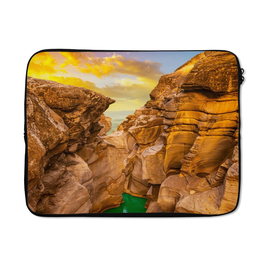 MuchoWow Laptop Hülle 17 Zoll Laptoptasche Felsen - Meer - Sonnenuntergang - Natur - Wasser - Zipper - Schutzabdeckung