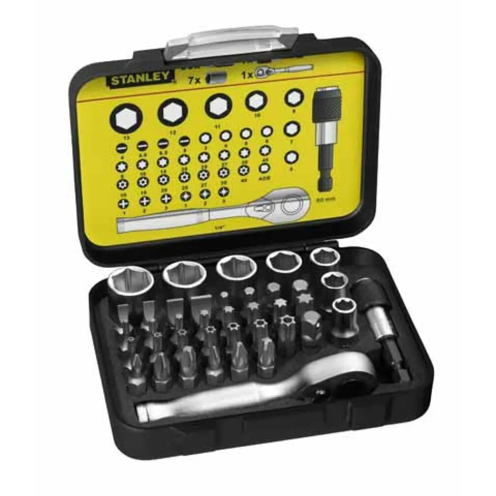 Set de serrage pour espaces restreints Stanley avec mini-cliquet 1/4