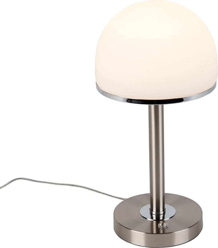 Design LED Wohnzimmerleuchte Nickel MATT & Schirm weiß Produktbild 
