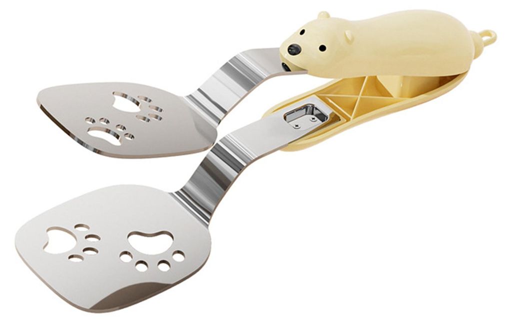 2-in-1 Edelstahl-Spatelzange mit rutschfester Oberfläche und Wendefunktion für Pfannkuchen, Fisch und Steaks – Küchenhelfer