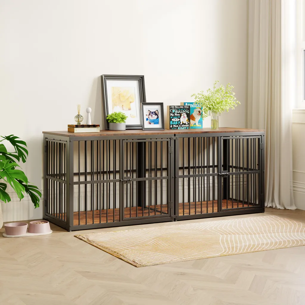 Meuble Cage Chien pour Salon - Solution de Couchage Décorative 84cm - 4